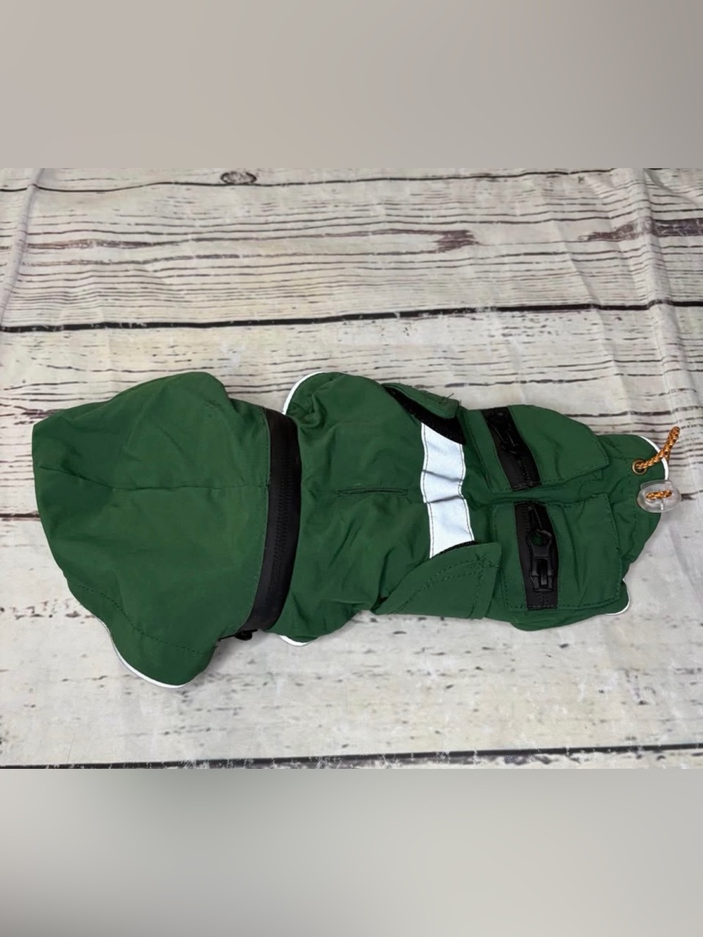 Waterproof Green Reflective Trim Raincoat for Small Pets